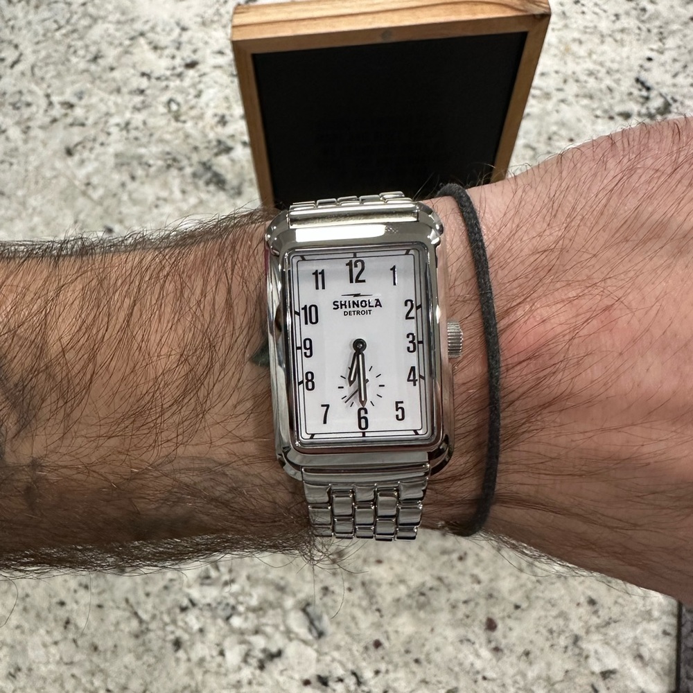 Shinola Omaha tank watch white dial